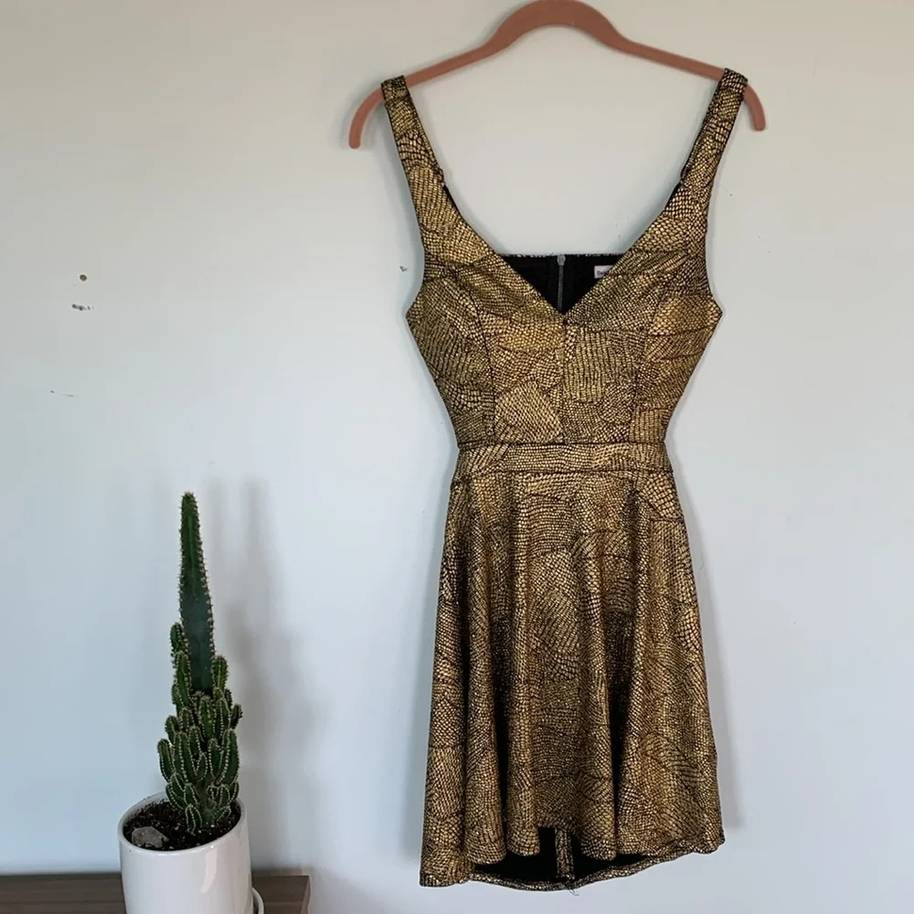 Dainty Hooligan gold snake skin party dress size small - Picture 2 of 13